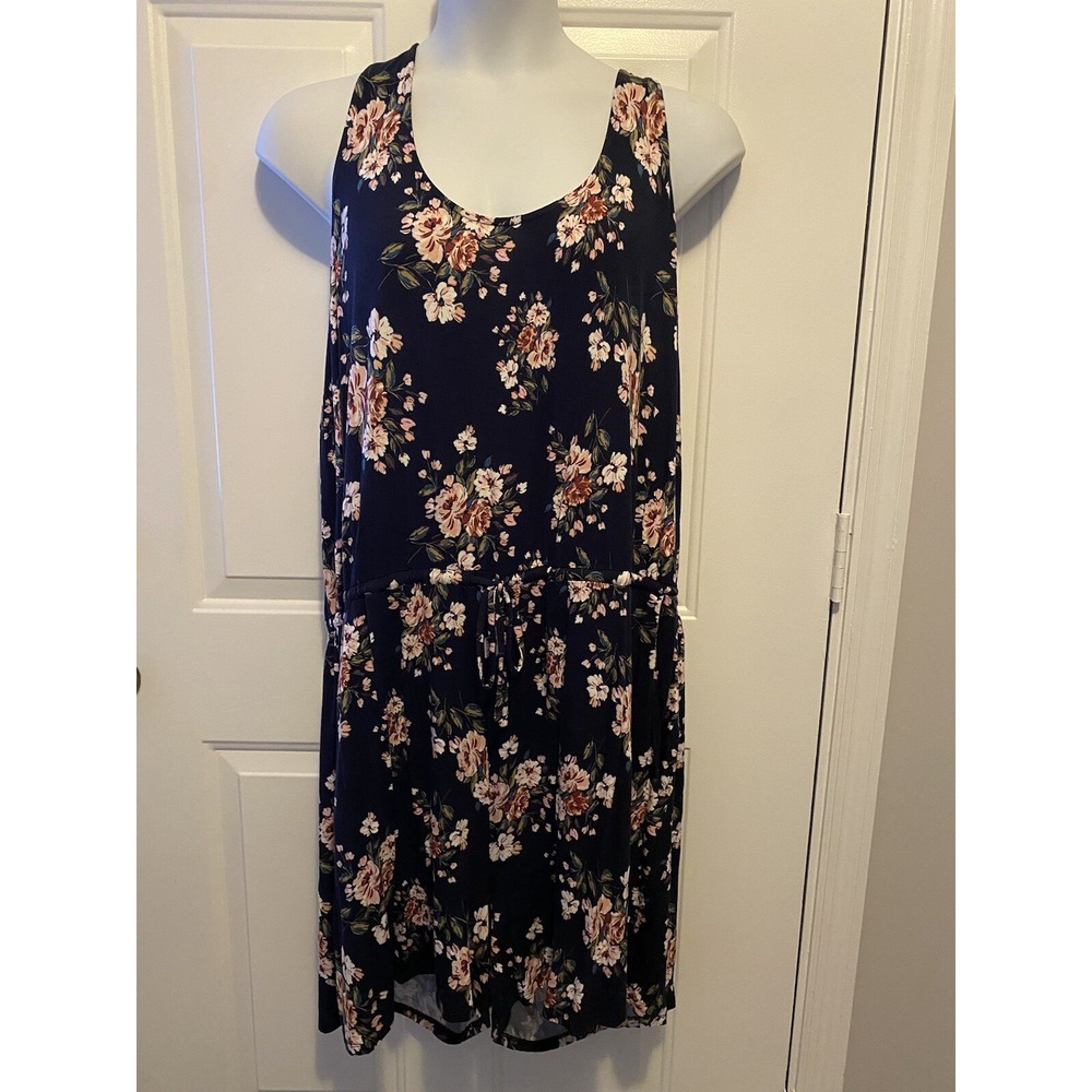 NWT Maurices Sleeveless Blue Floral Knit Dress Pockets Stretch Plus 3X‎ Womens